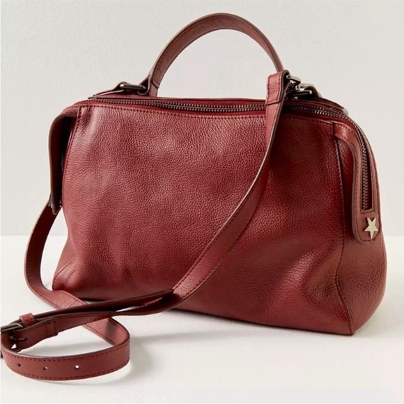 NWOT Free People Top Handle RED | BURGUNDY Leather Crossbody Bag - Picture 2 of 12